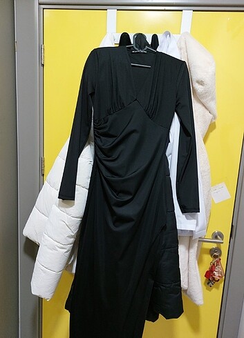 l Beden Mooi butik maxi sherwin elbise yırtmaçlı v yaka