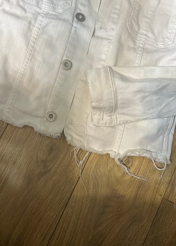 Polo Beyaz Düğmeli Kadın Denim Ceket - Görsel 6