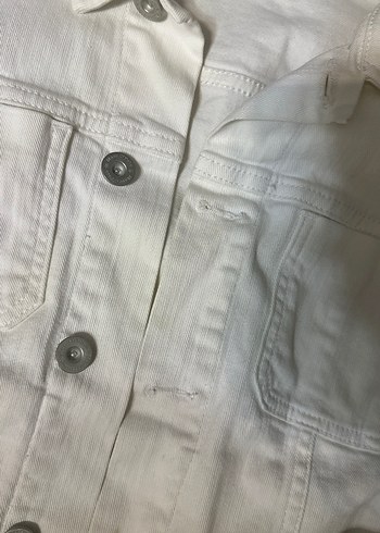 Polo Beyaz Düğmeli Kadın Denim Ceket - Görsel 4