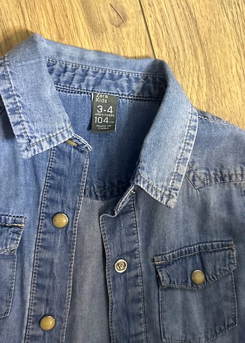 Zara kids 3-4 yaş Mavi Denim Kadın Gömlek Uzun Kollu - Görsel 4