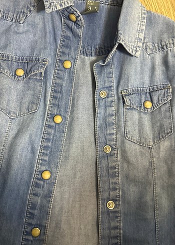 Zara kids 3-4 yaş Mavi Denim Kadın Gömlek Uzun Kollu - Görsel 2