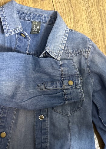 Zara kids 3-4 yaş Mavi Denim Kadın Gömlek Uzun Kollu - Görsel 5