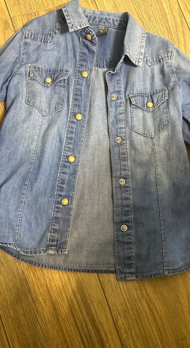 Zara kids 3-4 yaş Mavi Denim Kadın Gömlek Uzun Kollu - Görsel 3