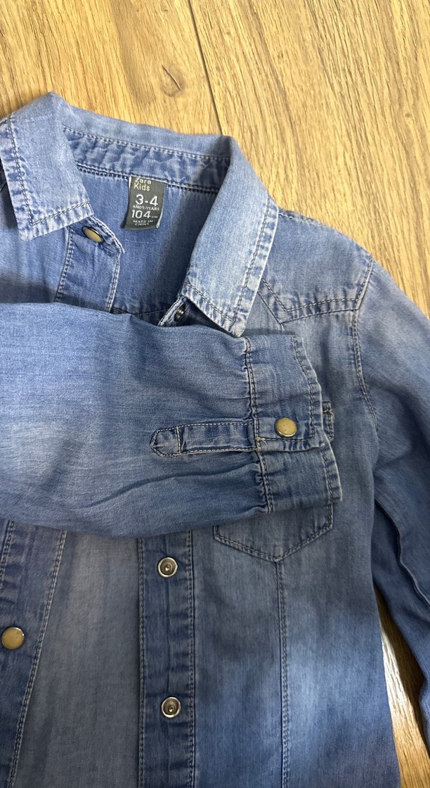 Zara kids 3-4 yaş Mavi Denim Kadın Gömlek Uzun Kollu - Görsel 5