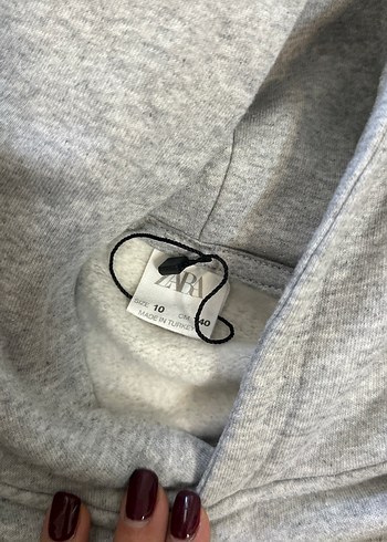 Gri Kapüşonlu çocuk Sweatshirt Zara - Görsel 3