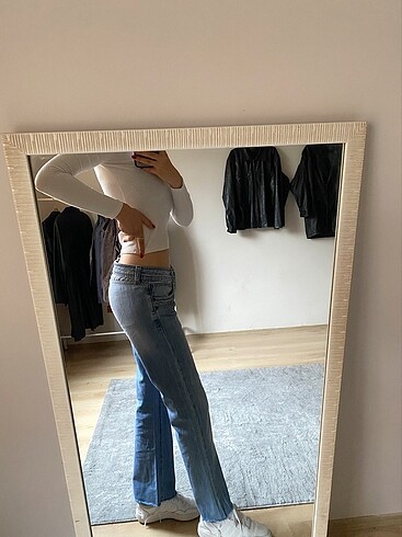 s Beden mavi Renk Vintage Düşük Bel Pantolon