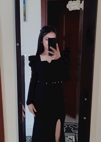 Siyah V Yaka Uzun Kollu abiye