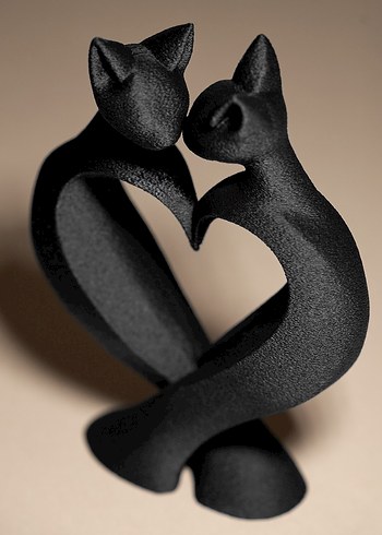 Siyah Kalp Şeklinde Kedi Figürü - Görsel 2
