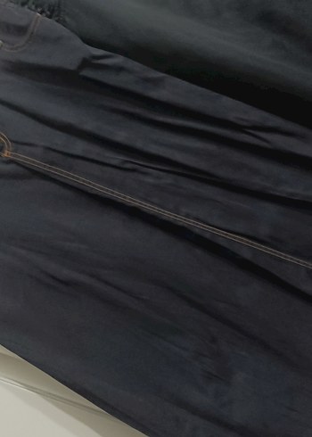 Siyah Midi Boy Pliseli Kot Etek - Görsel 3