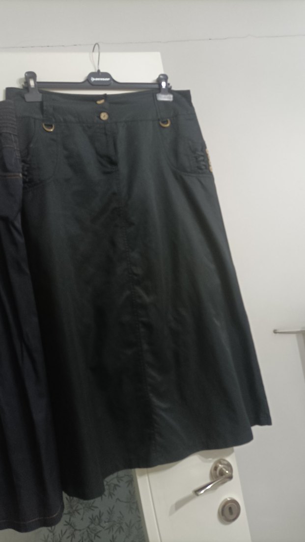 Siyah Midi Boy Pliseli Kot Etek - Görsel 2