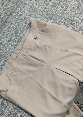 Bej Kadın Pilili Kumaş Pantolon - Görsel 6