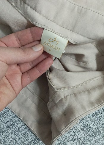 Bej Kadın Pilili Kumaş Pantolon - Görsel 5