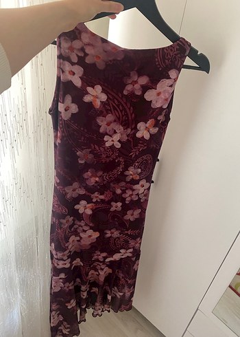 xs Beden bordo Renk Bordo Dantel Detaylı Bohem Uzun Elbise
