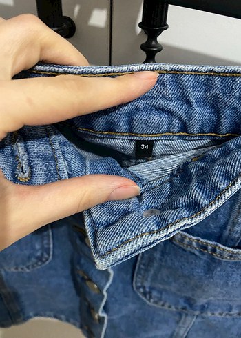Trendyol & Milla Düğmeli Koyu Mavi Denim Mini Etek