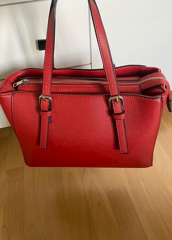 Kırmızı Deri Kadın Omuz Çantası - Görsel 3