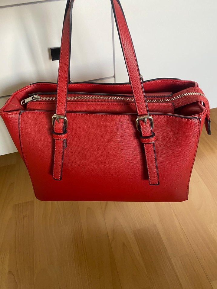 Kırmızı Deri Kadın Omuz Çantası - Görsel 3