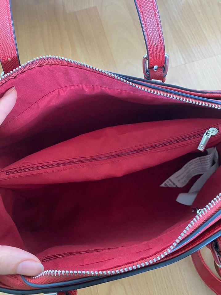 Kırmızı Deri Kadın Omuz Çantası - Görsel 2