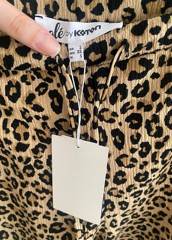 Kahverengi Leopar Desenli Kadın Kumaş Pantolon - Görsel 2