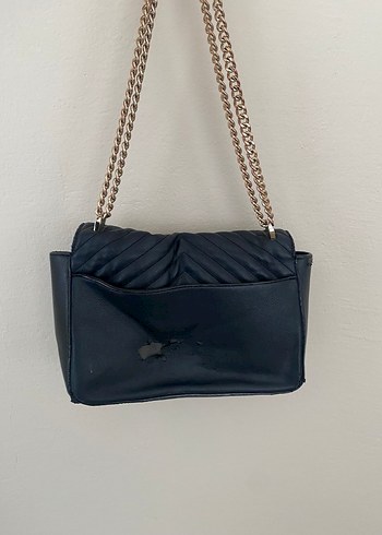 Zincir Detaylı Siyah Deri Kadın Çanta - Görsel 2