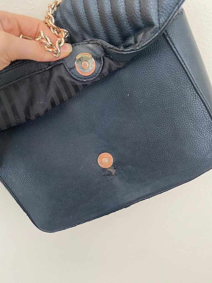 Zincir Detaylı Siyah Deri Kadın Çanta - Görsel 5