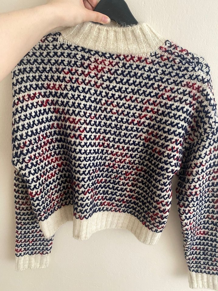 Gri Desenli Kısa Örgü Kadın Kazak - Görsel 4