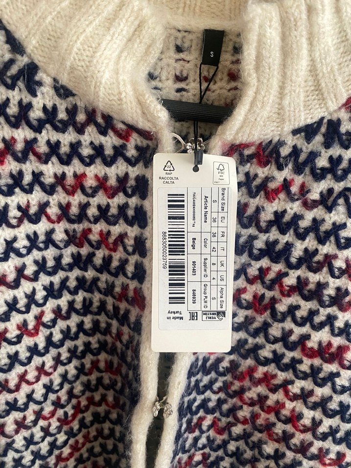 Gri Desenli Kısa Örgü Kadın Kazak - Görsel 3