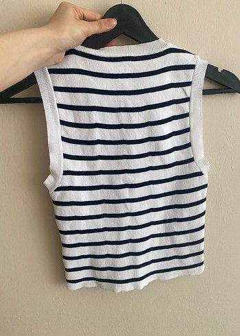 Çizgili Örme Kolsuz Kadın Atlet - Görsel 3