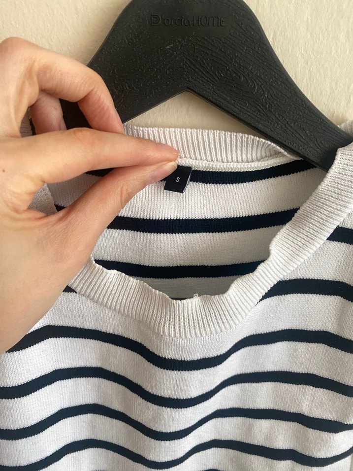 Çizgili Örme Kolsuz Kadın Atlet - Görsel 2