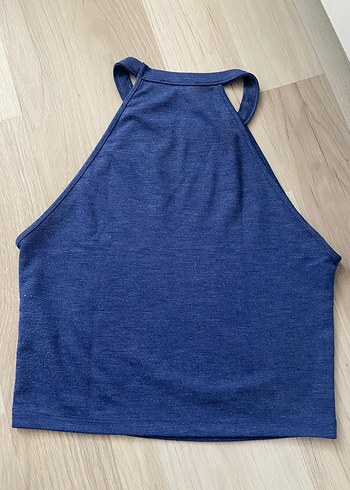 Yüksek Yakalı Mavi Denim Atlet - Görsel 2