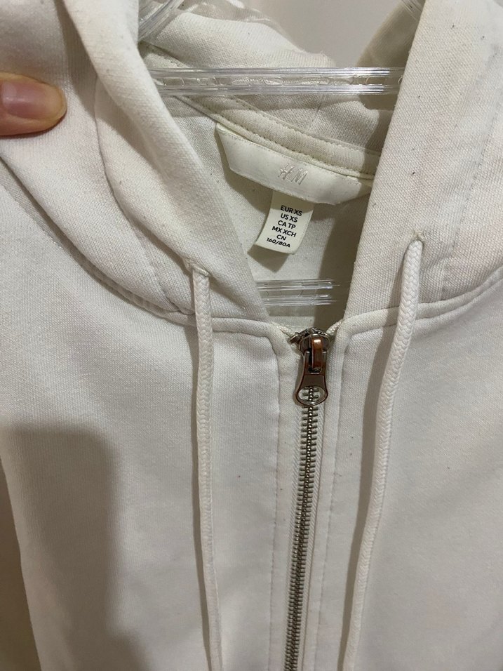 Kadın Beyaz Fermuarlı Sweatshirt - Görsel 2