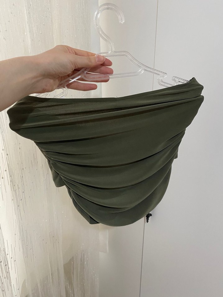 Düğmeli Straplez Kadın Büstiyer Khaki - Görsel 3