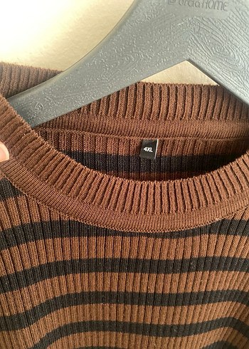 Kadın Kahverengi Çizgili Balıkçı Yaka Kazak - Görsel 2