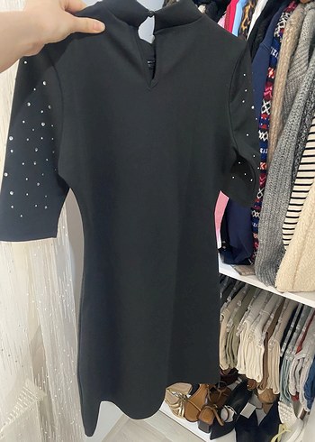 Parlak Siyah Mini Payetli Elbise - Görsel 3