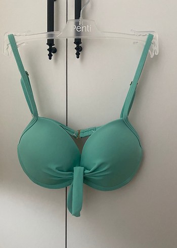 Turkuaz Askılı Mini Bikini Üstü