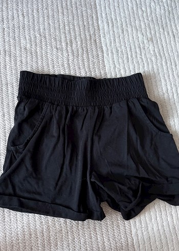 Kadın ev şortu Siyah Pamuklu Mini Şort - Görsel 2