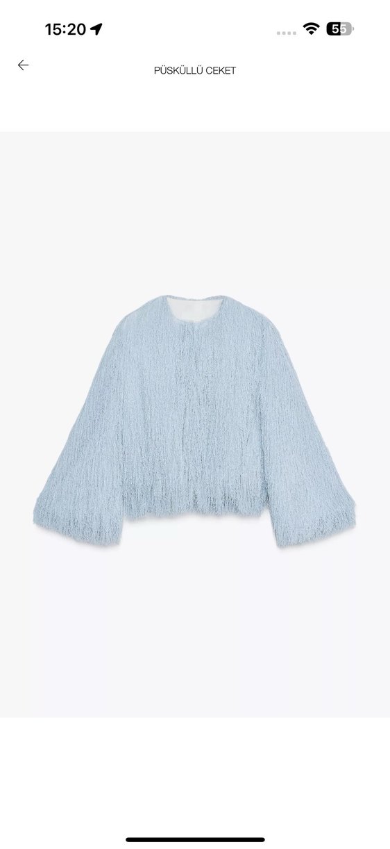 Zara tüylü Kadın Peluş Uzun Kollu Midi Ceket - Görsel 2