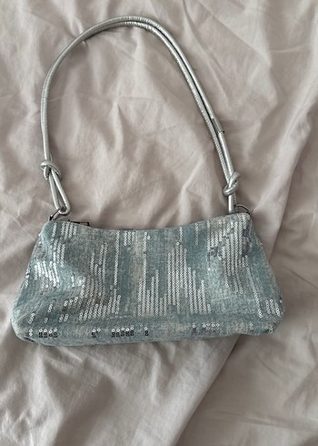 Payetli Gri Denim Kadın Çanta - Görsel 4