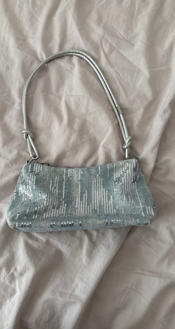 Payetli Gri Denim Kadın Çanta - Görsel 4