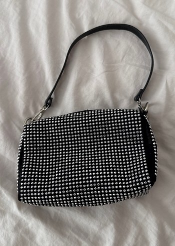 Siyah Parlak Pullu Puantiyeli Kadın Çanta - Görsel 2