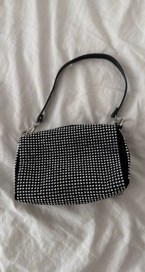 Siyah Parlak Pullu Puantiyeli Kadın Çanta - Görsel 2