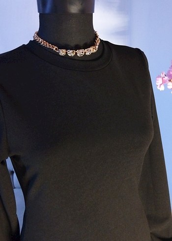 Lcw 36/S boy 85 cm, Siyah Yüksek Yakalı Uzun Kollu Midi Elbise - Görsel 2