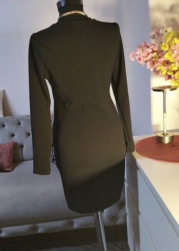 Lcw 36/S boy 85 cm, Siyah Yüksek Yakalı Uzun Kollu Midi Elbise - Görsel 5