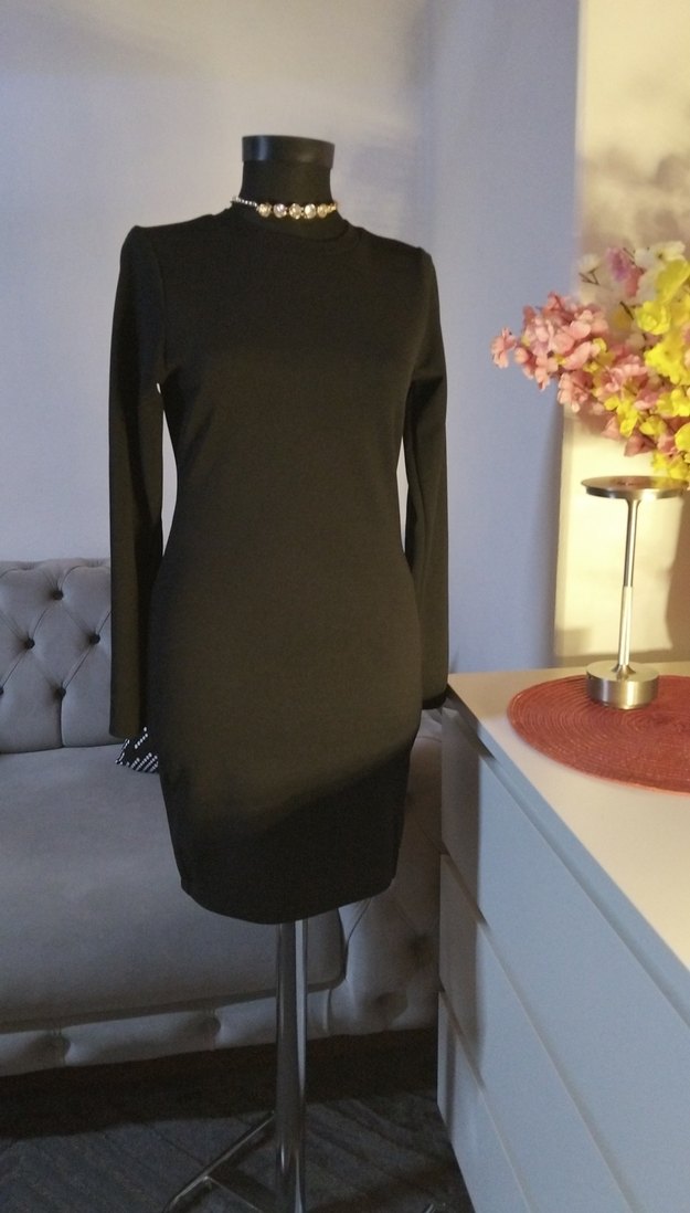 Lcw 36/S  boy 85 cm, Siyah Yüksek Yakalı Uzun Kollu Midi Elbise - Görsel 3