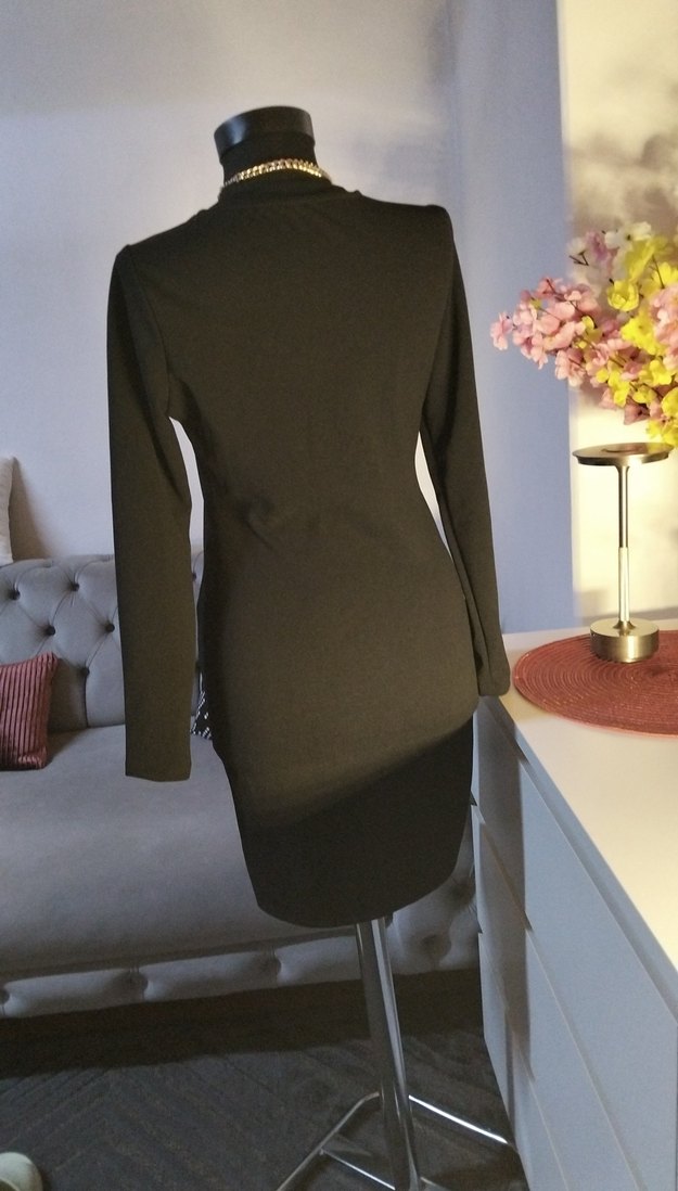 Lcw 36/S  boy 85 cm, Siyah Yüksek Yakalı Uzun Kollu Midi Elbise - Görsel 5