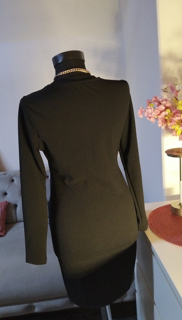 Lcw 36/S  boy 85 cm, Siyah Yüksek Yakalı Uzun Kollu Midi Elbise - Görsel 4