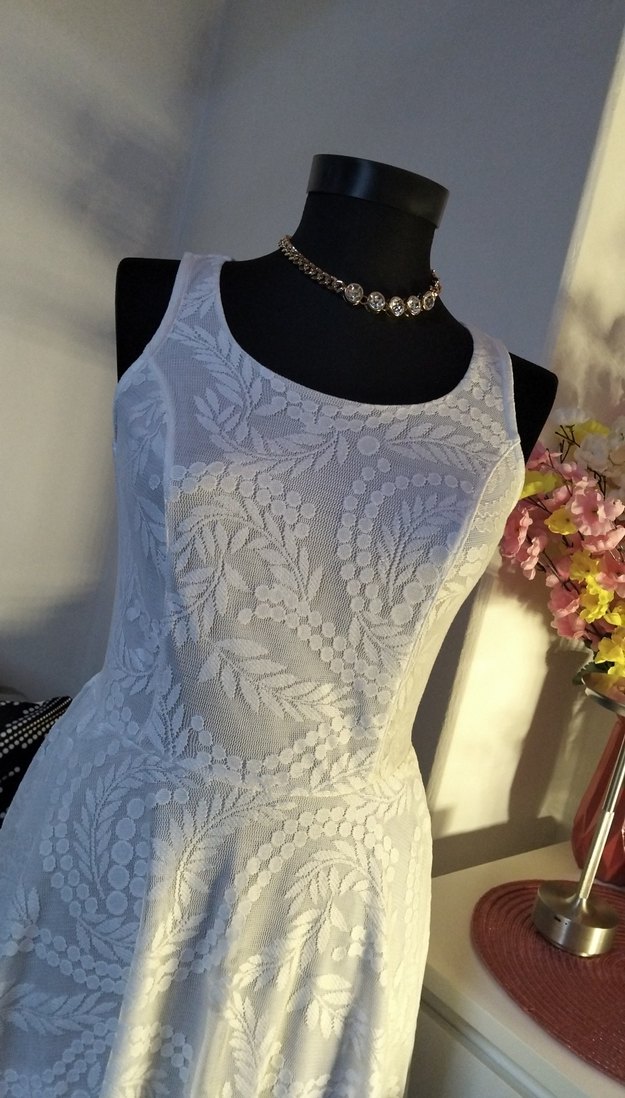 adL 36/S beden boy 90 cm. Beyaz Midi Dantel Mini Gelinlik - Görsel 2