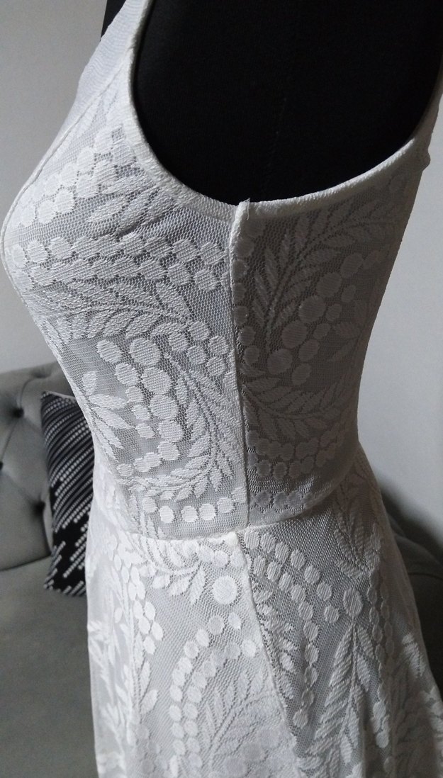 adL 36/S beden boy 90 cm. Beyaz Midi Dantel Mini Gelinlik - Görsel 5