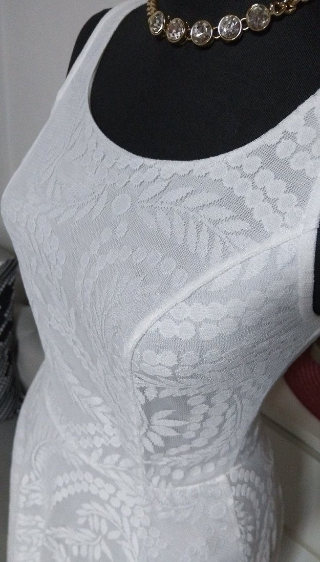 adL 36/S beden boy 90 cm. Beyaz Midi Dantel Mini Gelinlik - Görsel 4