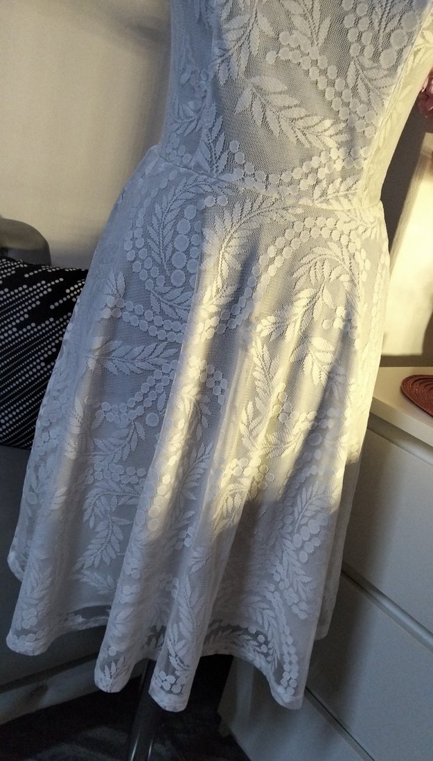 adL 36/S beden boy 90 cm. Beyaz Midi Dantel Mini Gelinlik - Görsel 3