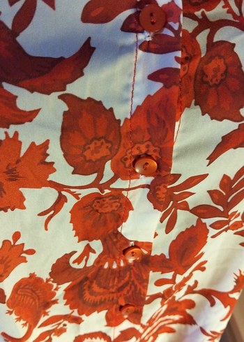 38/M beden, Kırmızı Desenli Bohem Kadın Gömlek - Görsel 8